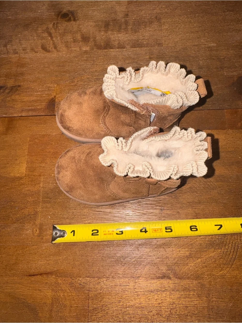 Kids Tan Suede Fleece-Lined Boots